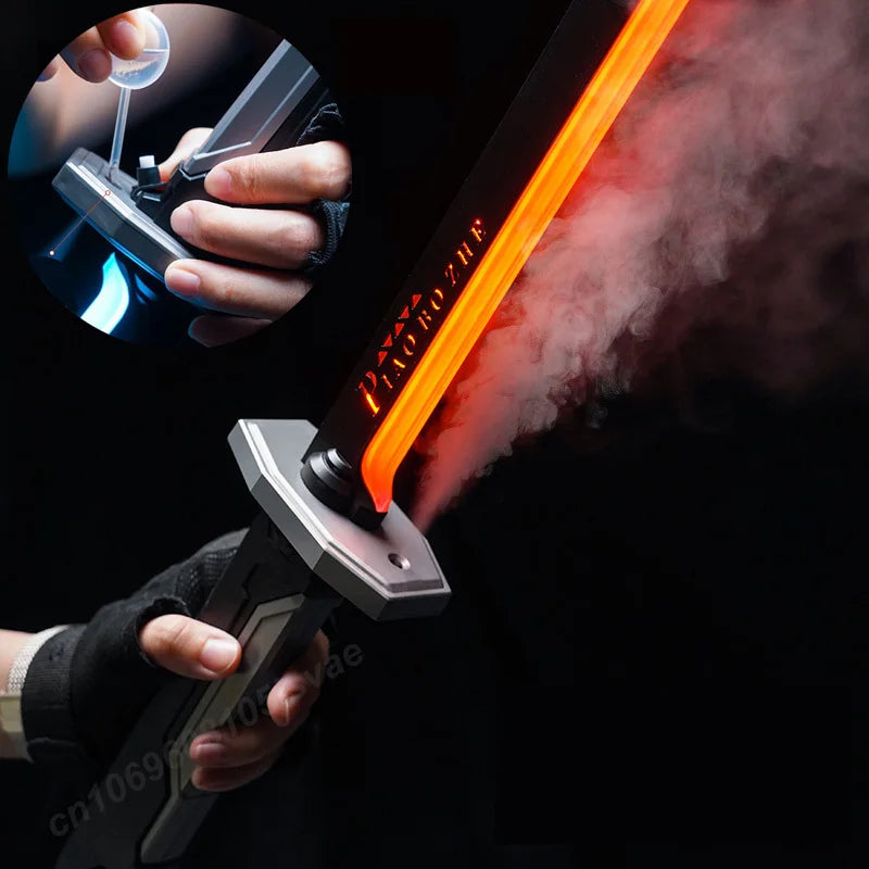Colorful Streamer Glowing Sword Toys with Spark & Smoke Effect Light Sword Kids Adult Toys Holiday Props Sword Decompression Toy