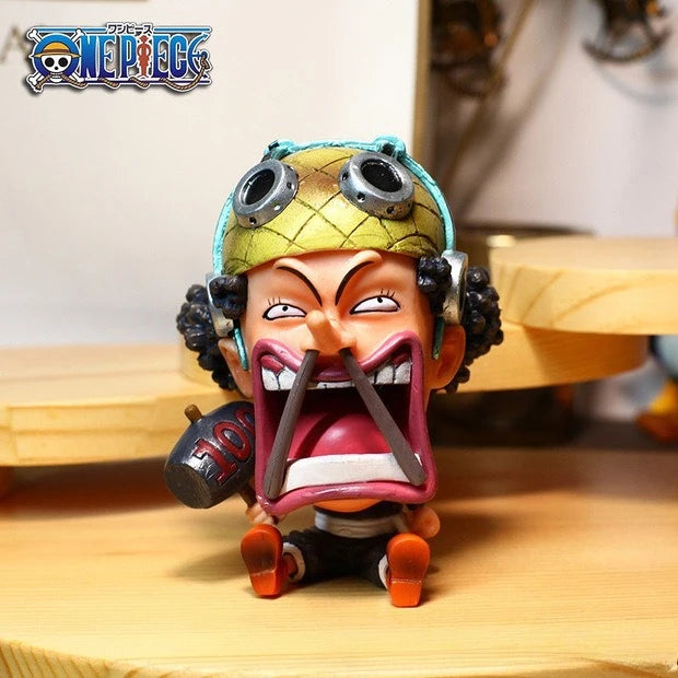 One Piece Chibi Big Head Statues - Luffy Zoro Sanji Nami Boa Hancock - Dashboard Ornaments, PC Case Decor, Collectible Figurines