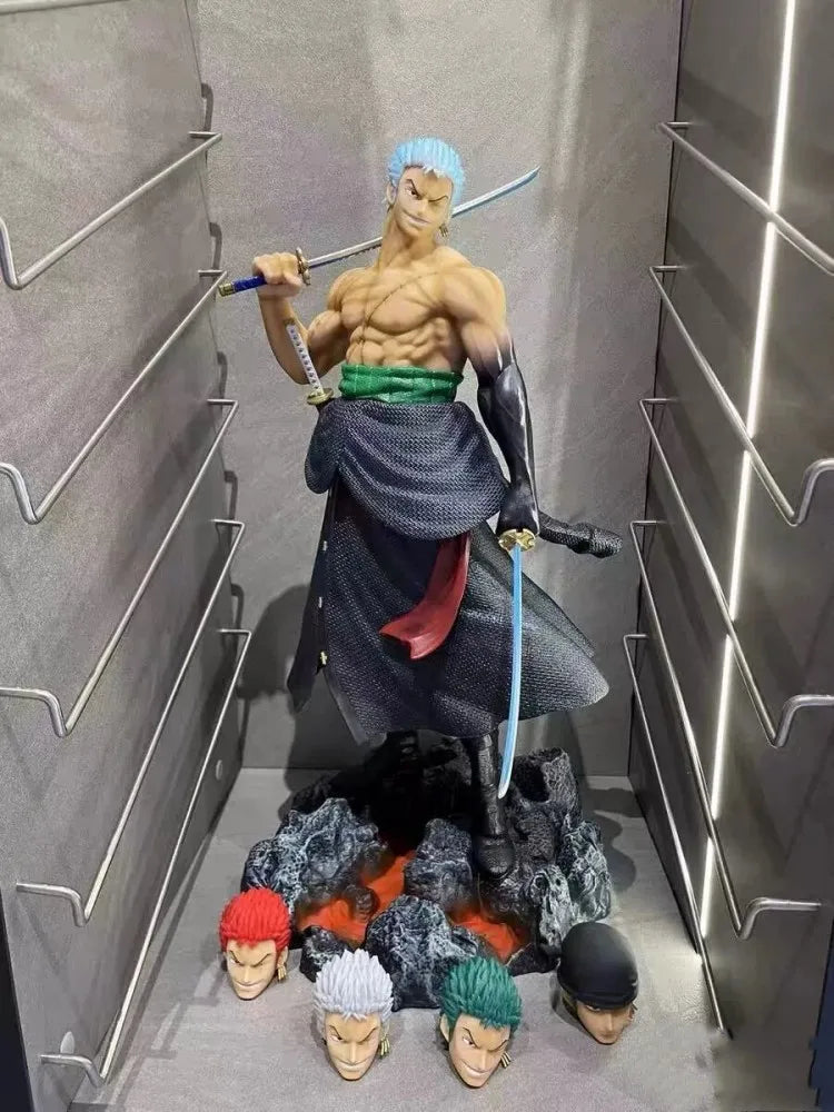 73 cm große Anime One Piece Roronoa Zoro Actionfigur aus PVC, Kampf-Statue, Roronoa Zoro Modell-Sammlerpuppe, Spielzeug für Jungen, Geschenk