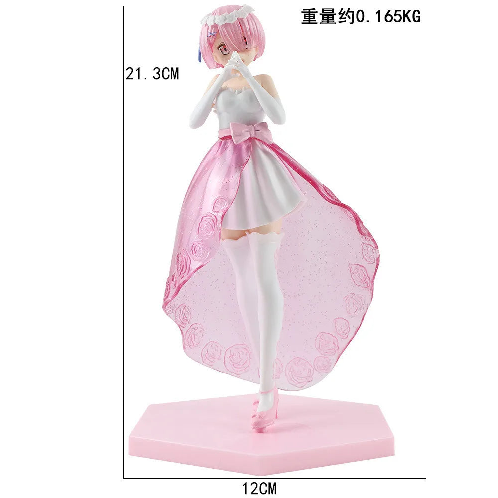 Anime Rem Figure Wedding Dress Crystal Dress Dress Up Figure RE: Zero-Starting Life in Another World Model Toy Action Figure