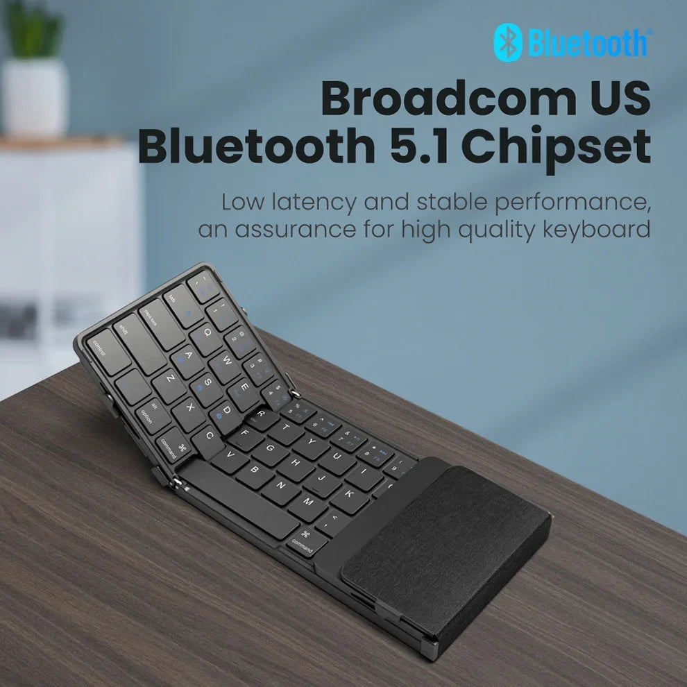 Foldable Wireless Bluetooth Keyboard Rechargeable Folding Portable Keyboards for PC Mac Smartphone Windows iOS Android