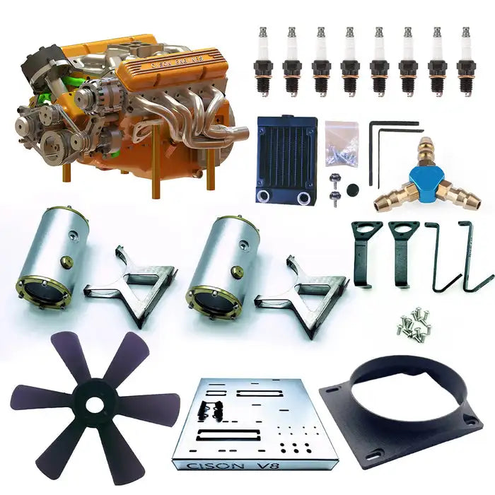 CISON V8 Engine 44CC 1/6 Scale Small Block Water Cooled Four Stroke Eight Cylinder Internal Combustion V8 Engine Model Kit