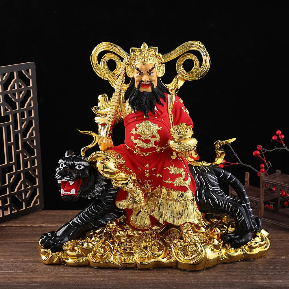God of Wealth Zhao Gongming Rresin Statue of Tiger Resin Statue of Buddha Home Offering