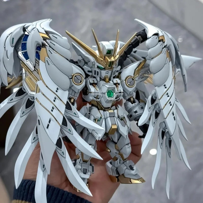 GL MGSD Wing Zero EW Snow White Version Angel Feather Drop Mech Assembly Model Kit Action Figure Desktop Decoration Doll Boy Toy
