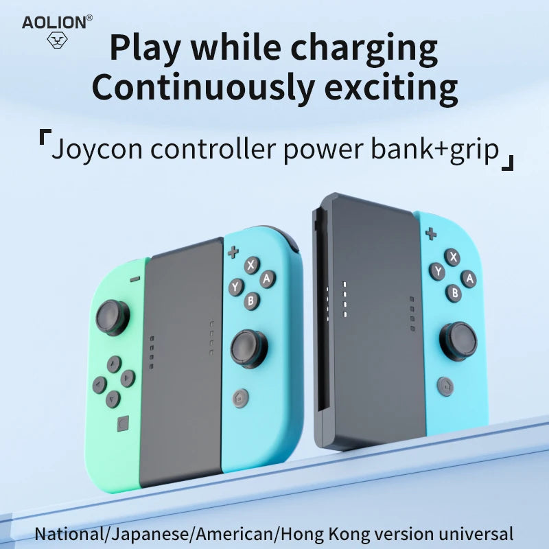 AOLION Portable Switch joncon Charging Grip Compatible With OLED 3400mAh Ultra Long Battery Life Stylish Gaming Accessory