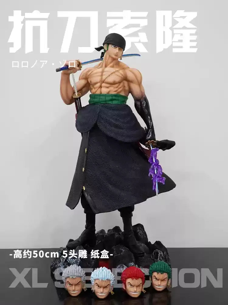 One Piece 73cm Zoro Gk Luffy Large Scale Sculpture Ace Anime Figure Model Desktop Decoration Model Replaceable Head Toys Gifts