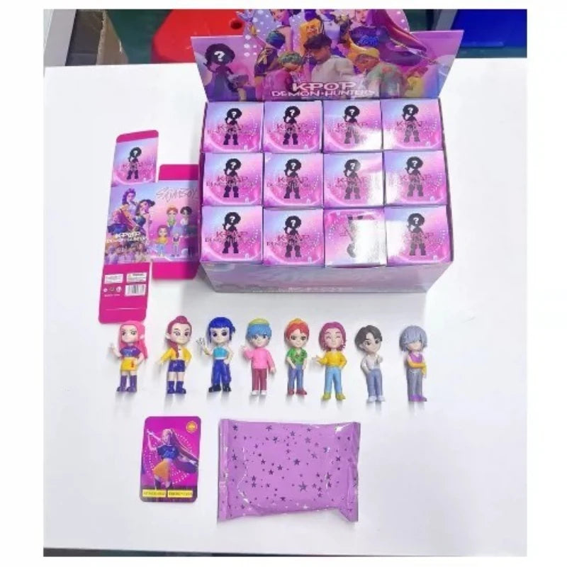 Popular anime blind boxes: K-pop Devil Hunter mini cute boy and girl fan figurines, ornaments, and surprise gifts.