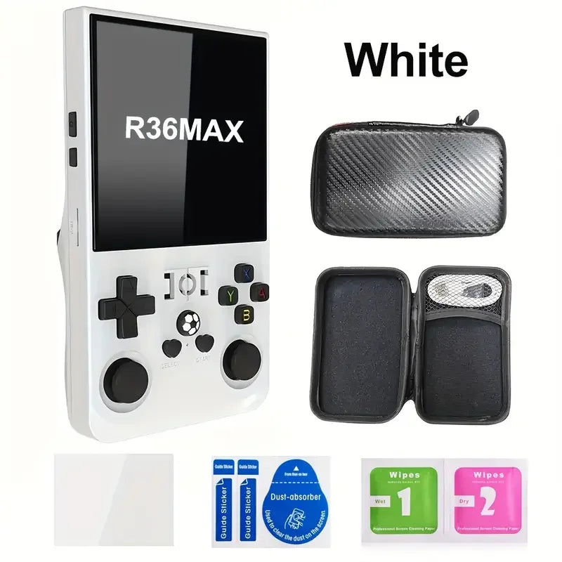Open Source R36Max Newest Handheld Game Console Portable Hand Held 4.0-in 4k HD IPS Screen Large Battery