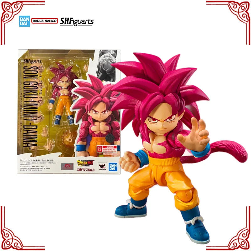 In Stock Genuine Bandai Dragon Ball Model Kit SHF Super Saiyan 4 Son Goku Mini Daima Anime Action Figure Collection Model Toys