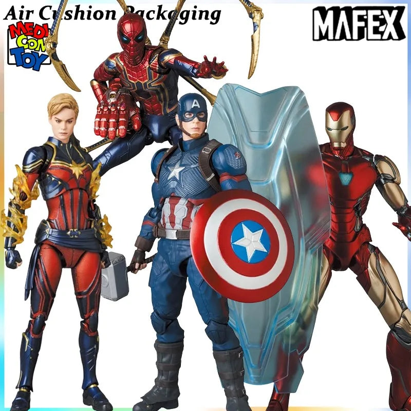 MEDICOM TOY Genuine MAFEX Series SIron Man Iron Spider Man Captain America Armor No. 85 Superhero Action Figures Model Toys