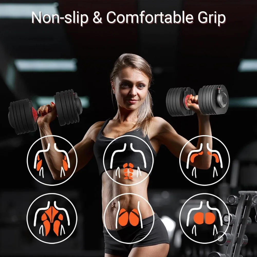 Verstellbare Hanteln 25 bis 52,5 Pfund, 9 bis 15 Zoll – Komplettset für Ganzkörperübungen und Fitnesstraining