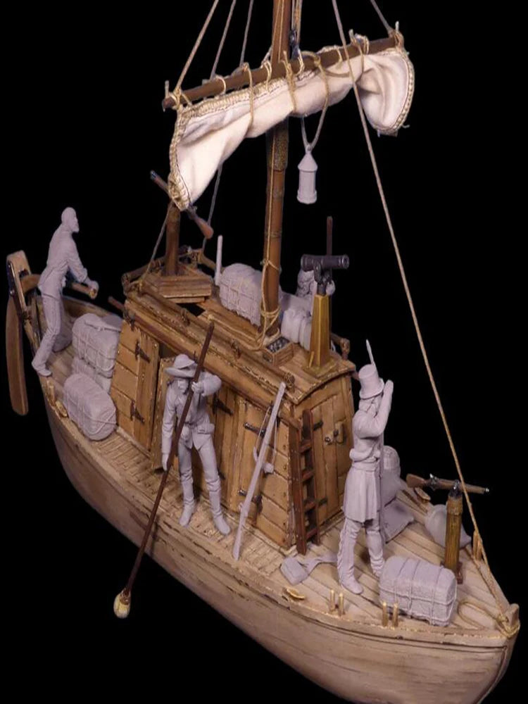 Resin soldier 1/32 54MM   ancient  century riverboat (NO FIGURE ) Model Unassambled Unpainted  Figure Building Kit