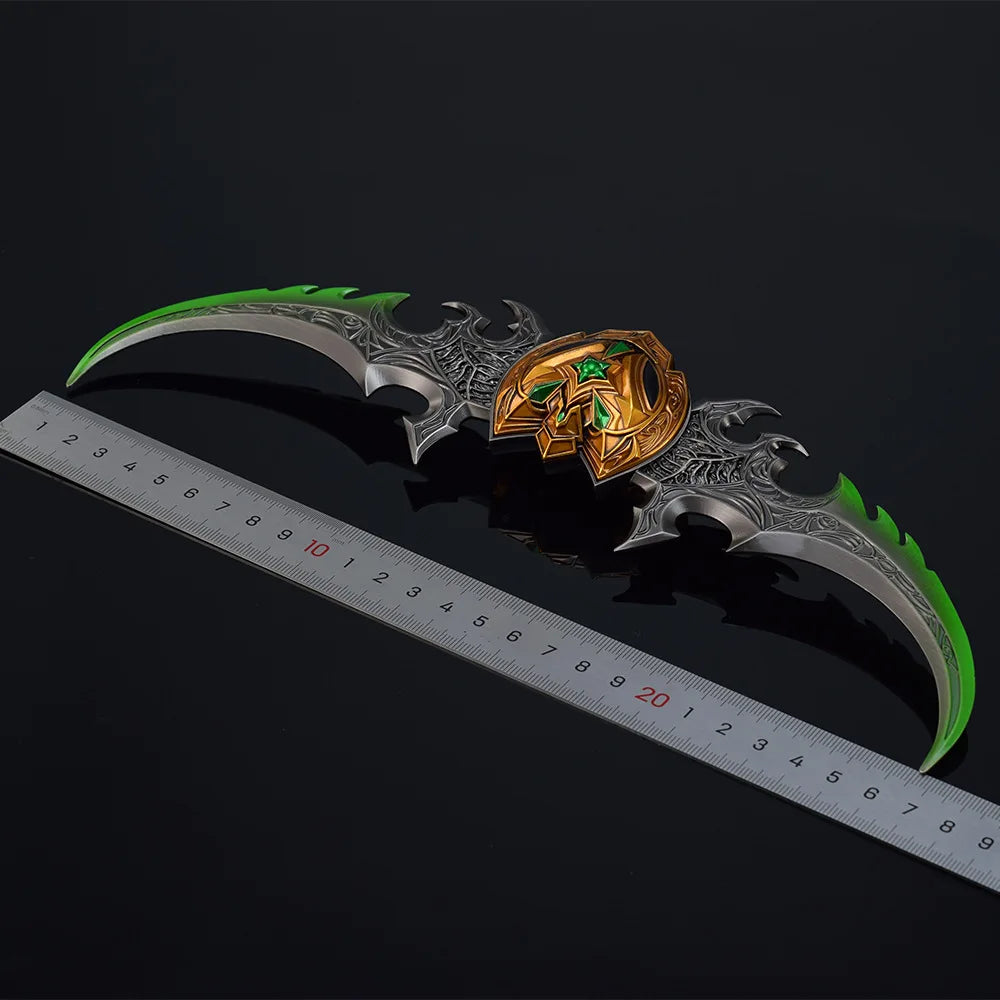 29 см/11,41 инча Warcraft Action Warglaive of Azzinoth Оръжие Модел Меч Фигурка, Метални Орнаменти, Фигурка, Декорация за Стая Подаръци за Момчета