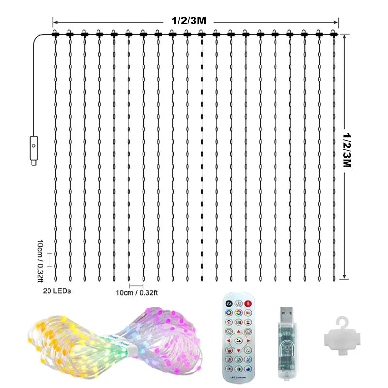 400LED WiFi Smart Curtain Lights Alexa Google Home APP Control Music Mode IP65 Waterproof Outdoor Christmas Decor