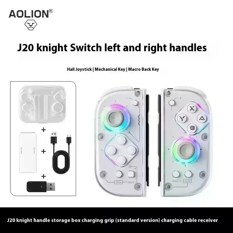 Aolion J20 Wireless Knight Gamepad für links und rechts, RGB-Bewegungssensor, Hall-Joystick für Nintendo Switch 1/2, Controller-Zubehör 