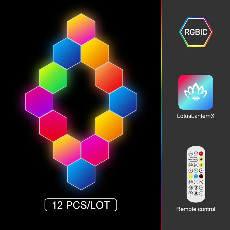20PCS RGBIC WIFI LED Hexagon Light Indoor Wall Lamp APP Remote Control Night Light Computer Game Room Bedroom Bedside Decoration