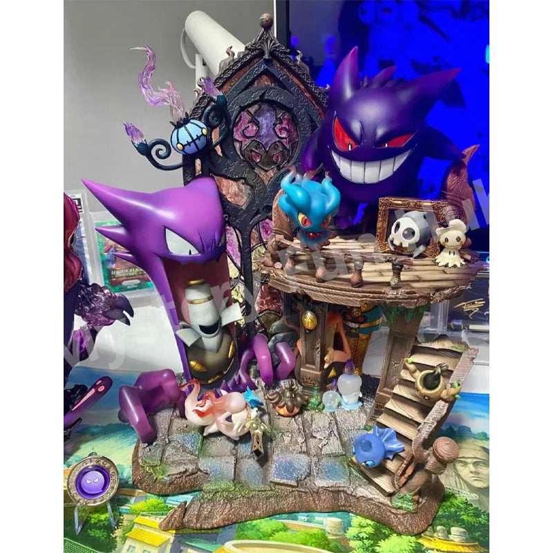 PokeMon Type Series Figure Ghost Type Figurine Complete Collection - Gengar Haunter Gastly Mimikyu Duskull Statue Gk Model Toys