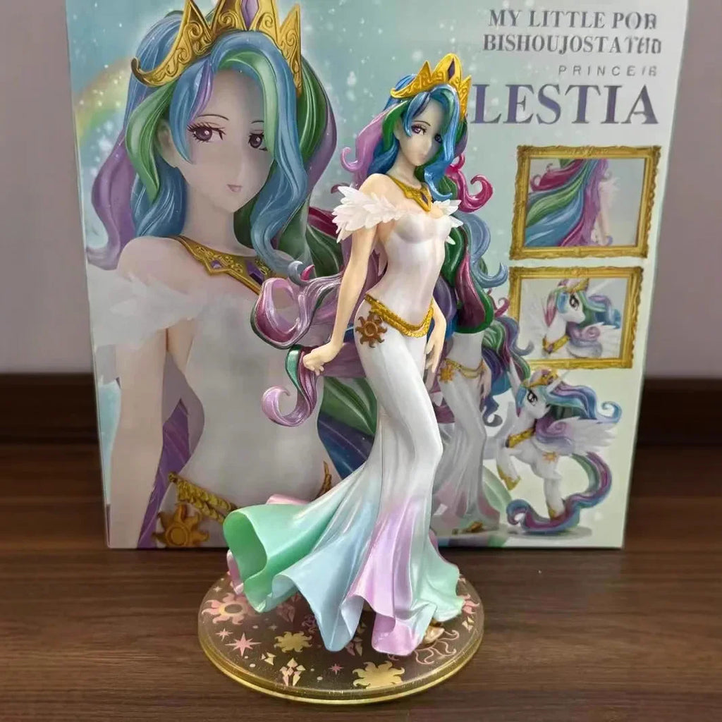 My Little Pony Anime Figure Applejack Figures Bishoujo Model Kawaii Dash Bishoujo Rainbow Sunset Shimmer Statue Decoration Gifts