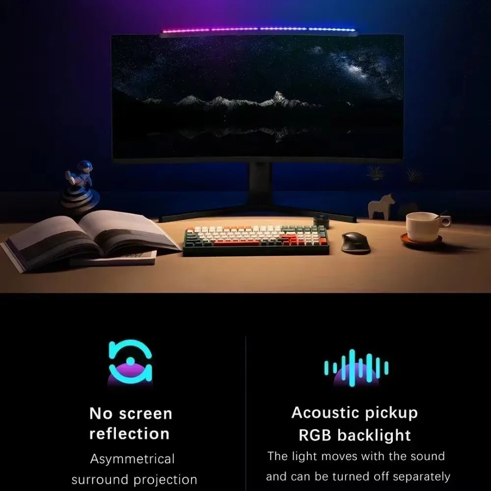 Youpin LYMAX Computer Monitor Table Lamp Curved Screen Desk Lamp Dimming Eye-Care Sound-sensitive Music Hang Gaming Light pro