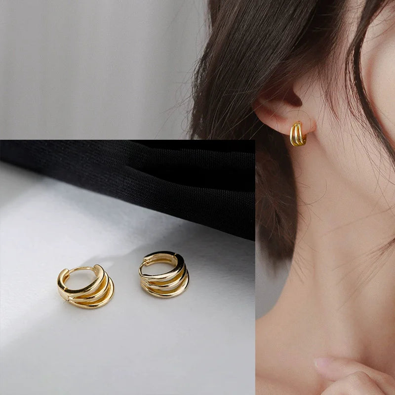 VENTFILLE 925 Sterling Silver Chunky Hoop Earrings for Women Geometric Circle Punk Ear Jewelry Party Gifts 2023 New Dropshipping
