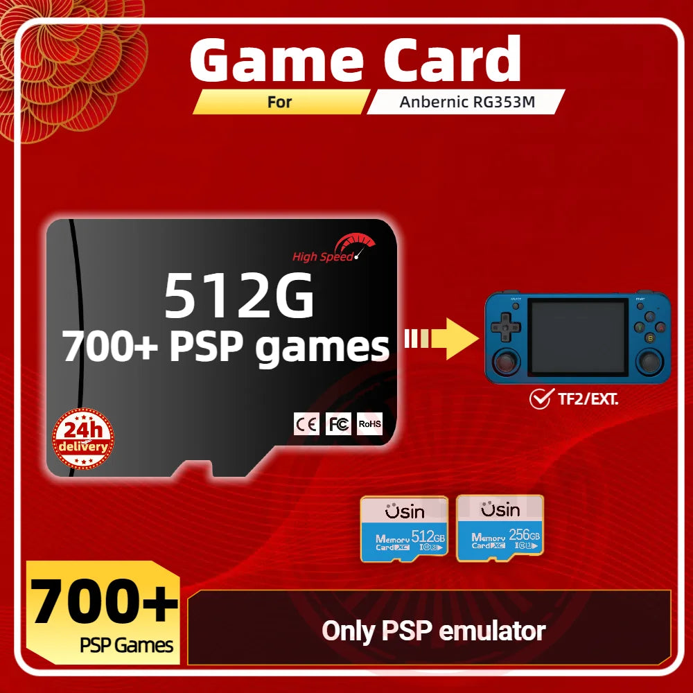 Game Card For Anbernic RG353M Memory TF Plug&Play Pre-install Retro Games PSP PS1 Arcade SD portable High Speed Card 1Tb 512G