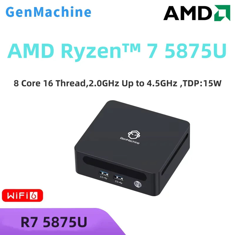 GenMachine AMD Ryzen 7 5875U Windows 11 Ryzen MINI PC DDR4 WIFI6 RTL8852, BT5.2 diy gaming computer gaming pc Ordenador mini pc