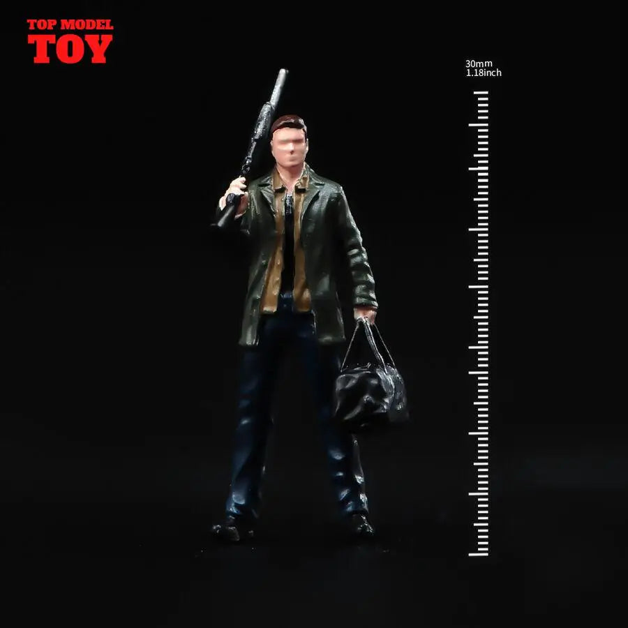 Painted Miniatures 1/64 1/43 Sam Winchester Male Soldier Mini Scene Props Doll Figures Model For Cars Vehicles Toy