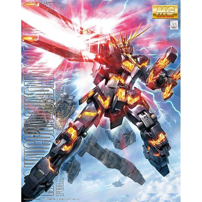Original Bandai Anime Figure MG 1/100 RX-0 UNICORN GUNDAM-02 BANSHEE Assembly Anime Action Figures Collect Decorative Toys