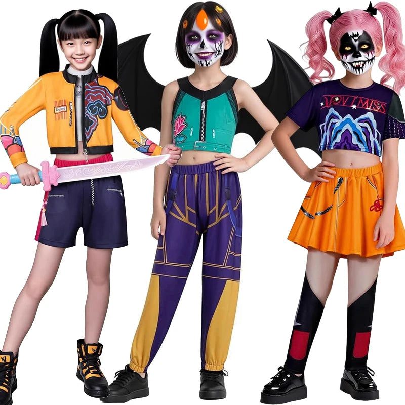 2025 New Halloween Roleplay Outfits Carnival Party Clothes Children Cosplay Costume Set 3D Printing Performance Dress