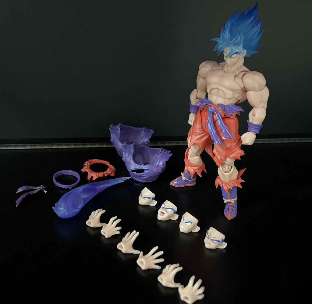E&C Studio Action Figures Dragon Ball Z Shf Super Saiyan Son Goku Blue Kaioken Battle Damage 3.0 Body Ec Studio Model Toys Gifts