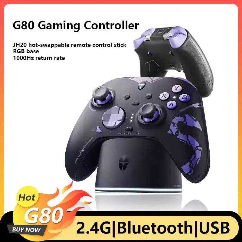 New ThundeRobot G80 Ultimate Gamepad Wired/2.4G/Bluetooth Tri-Mode For NS Quad Motor Hall Joystick Custom Gaming Controller