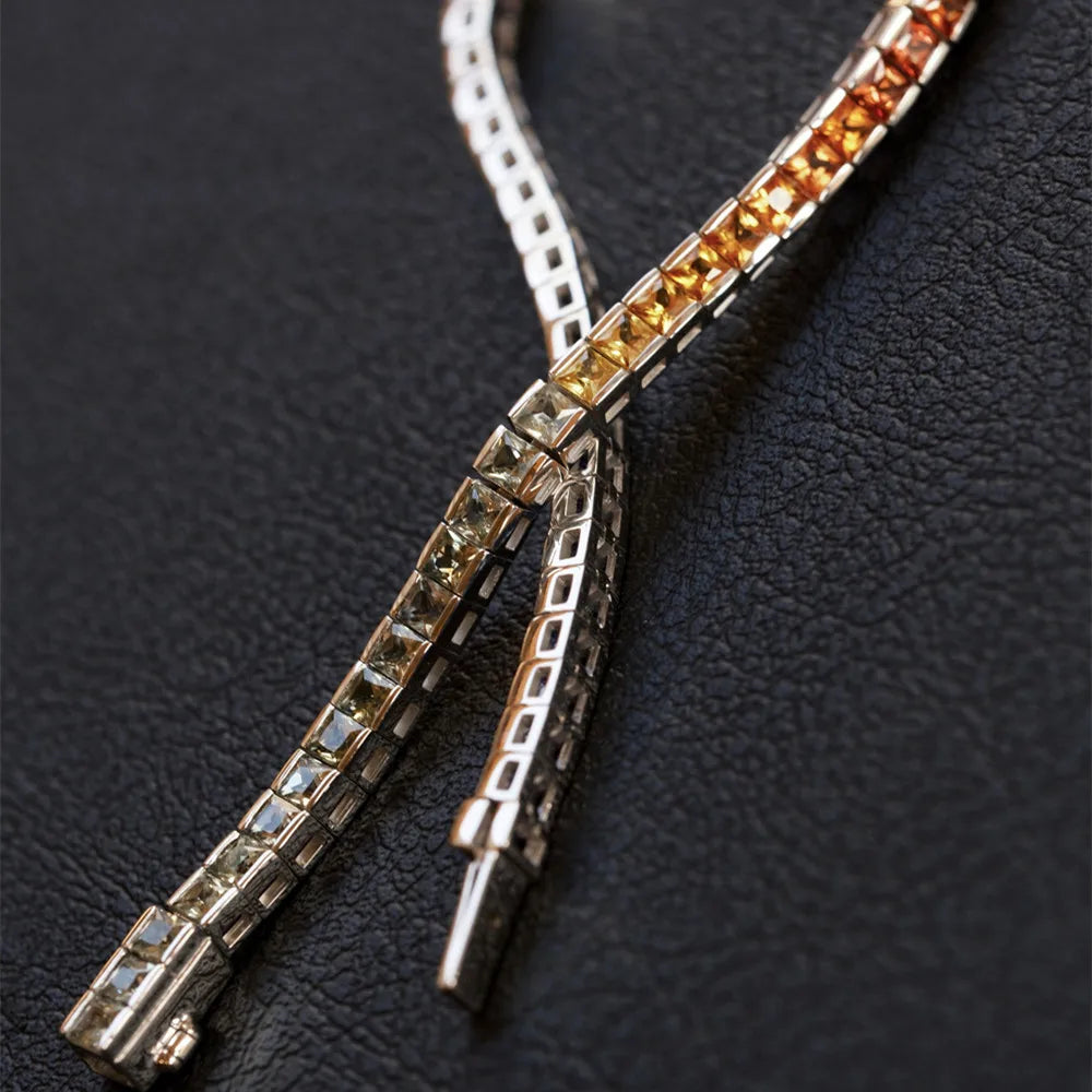 Shelly Romantische Echt 18K Solide Gelb Weiß Gold AU750 Schmuck Natürliche Farben Regenbogen Saphire Armbänder für Frauen Party Geschenk