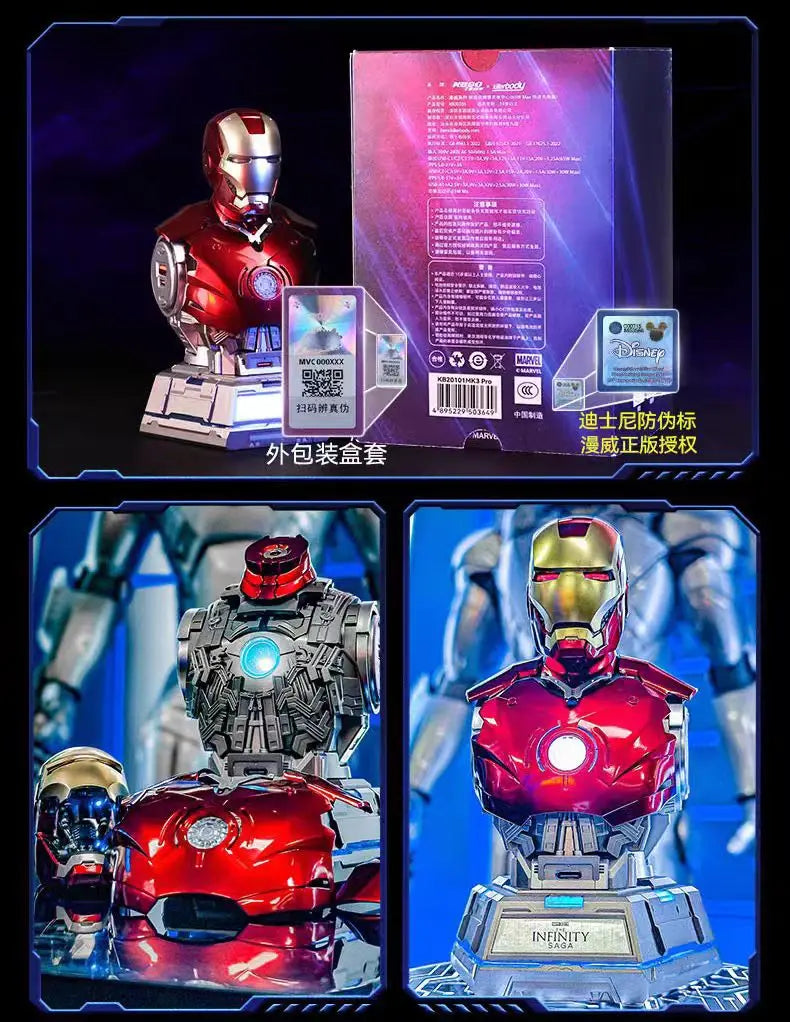 Marvel Hero Iron Man Charging Center Chest Armor Robot Charger Action Figure Desktop Decoration Gift