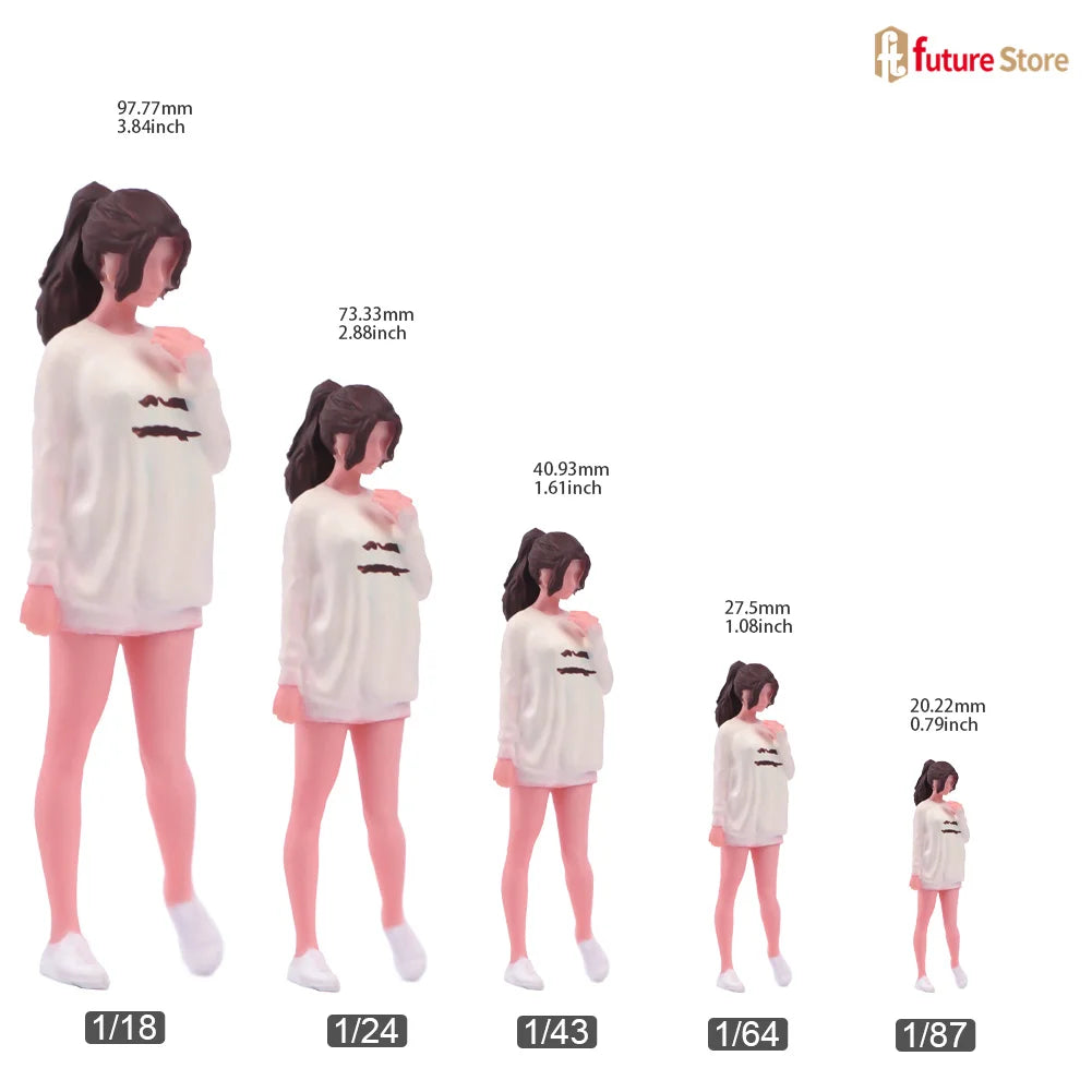 Miniature Figure 1/87 1/64 1/43 1/24 1/18 Summer Attire Women Beauty Female Dolls Clean The Car Scene Props Display Decor Crafts