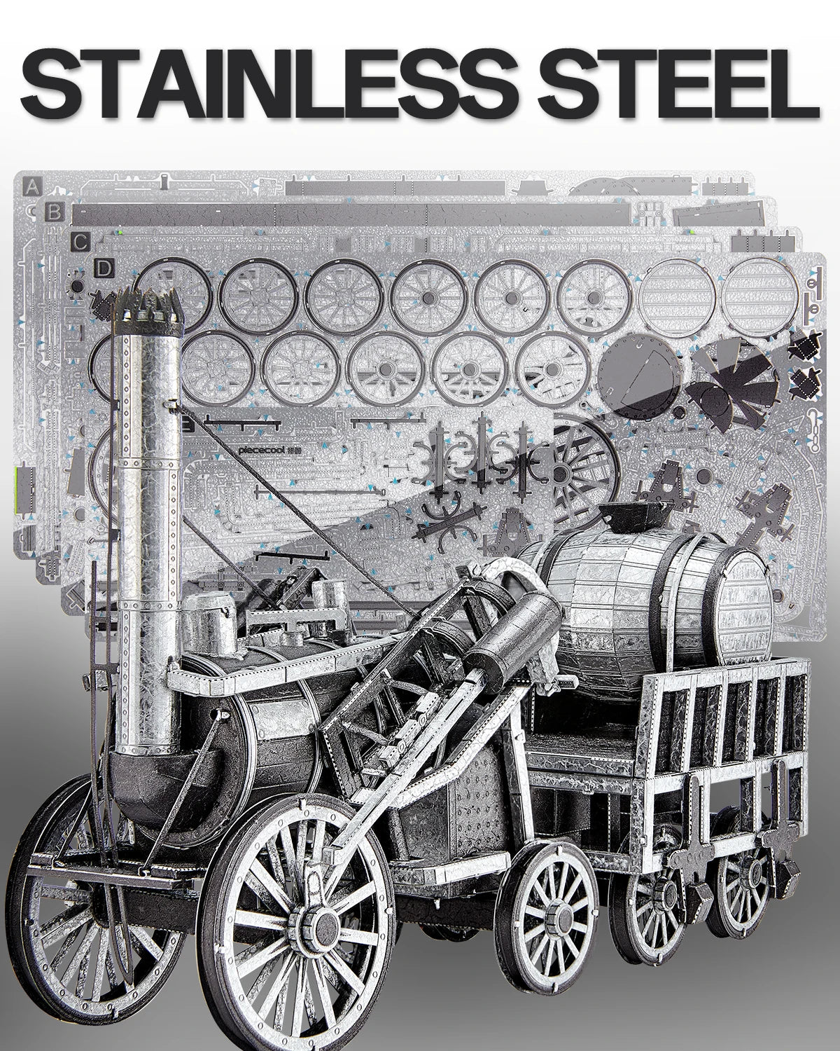 Piececool Metal 3D Puzzles Rocket (Lokomotive) Diy Assembly Metal Model Kits DIY Jigsaw Building Blocks Best Gifts for Adult