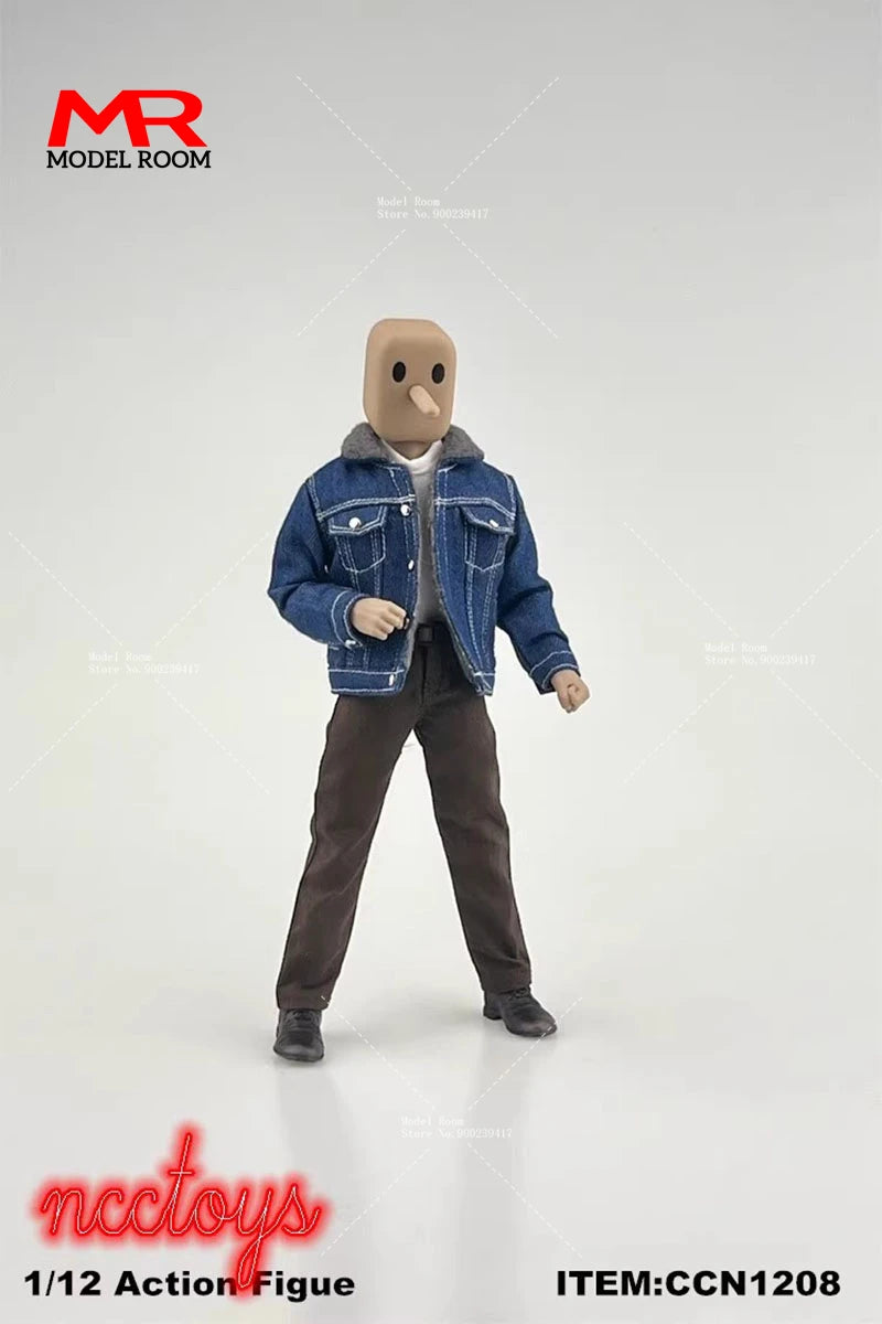 CCN1208 1/12 Scale Male Lamb Down Denim Jacket T-shirt Casual Pants Model Fit 6'' Notaman GWtoys Soldier Action Figure Body