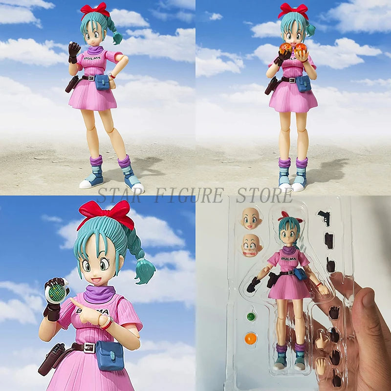 SHF Dragon Ball Adventure Action Figure Bulma's Motorcycle Hoipoi Capsule No. 9 Figurine Childhood Goku Bulma Model Toys Gifts