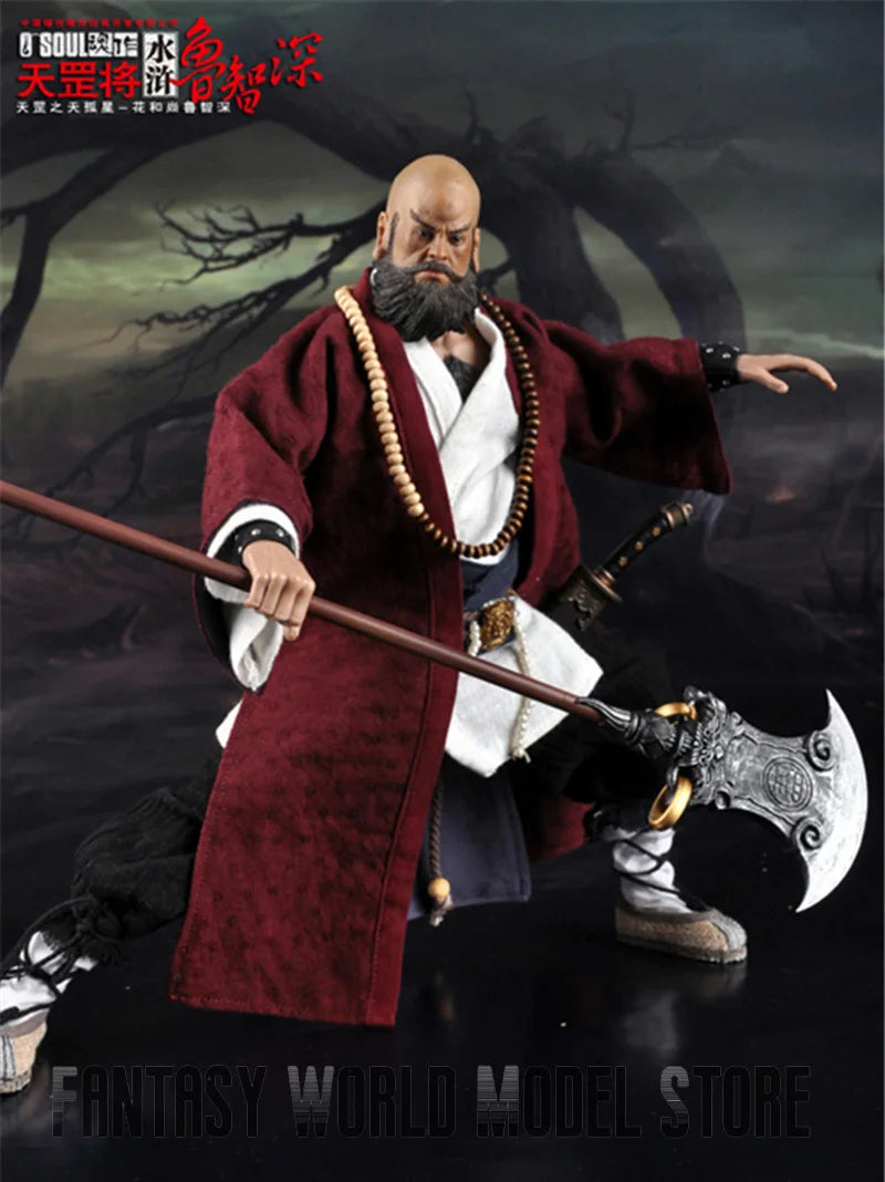 Collectible 1/6 Scale The Water Margin Buddhist Monk Lu Zhishen Figure with Double Heads Bodies 12" Action Figure Full Set Model