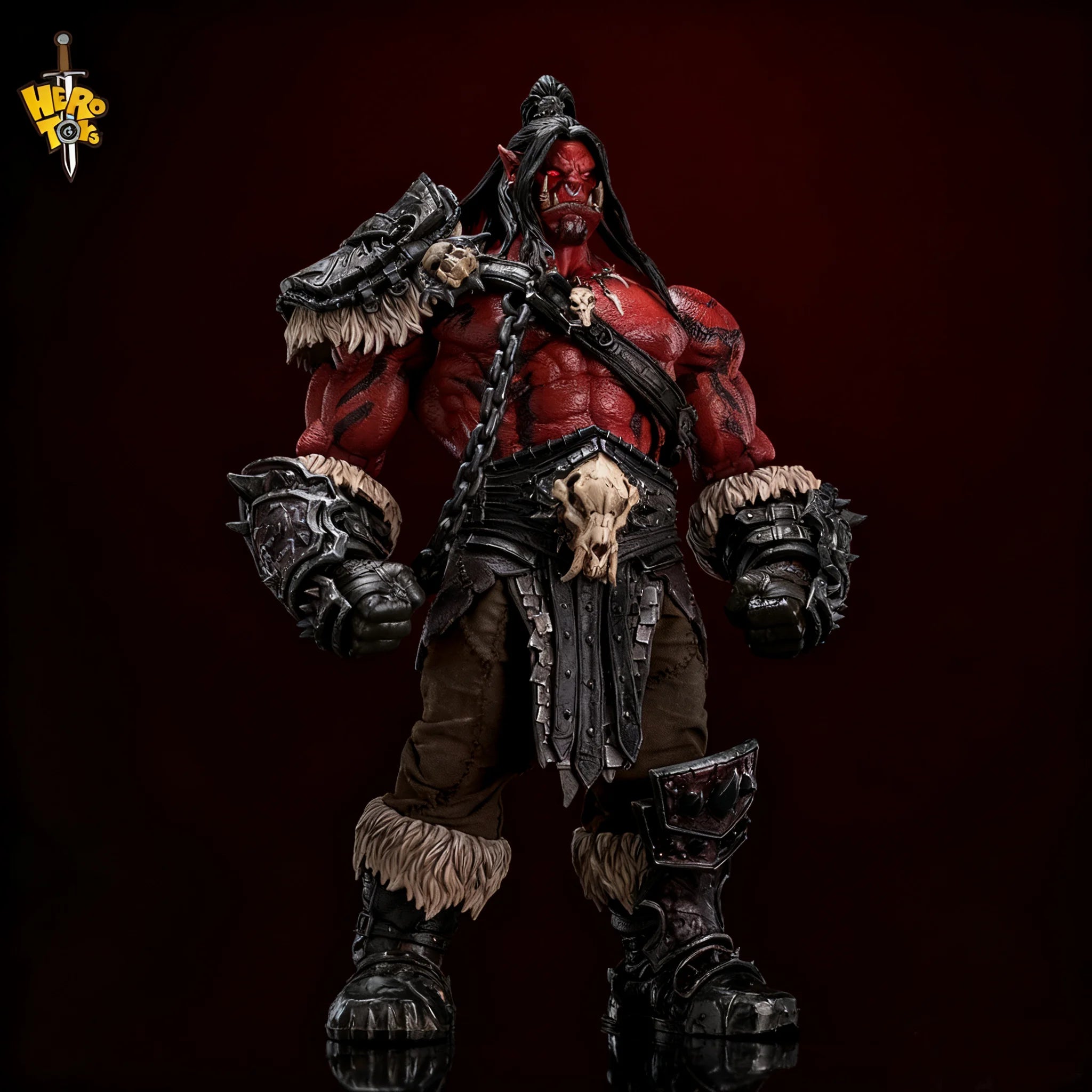 Hero Toys Grommash Hellscream Orc Tribe Chieftain Action Figure Fel Energy Warrior Posable Collectible for Fantasy Fans