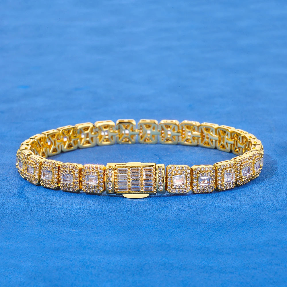 7,5 mm Armband Hip Hop Herren Rock Sugar Cuban Chain Funkelnder Tennis Cluster Diamant Vergoldete Halskette Damen Geschenke