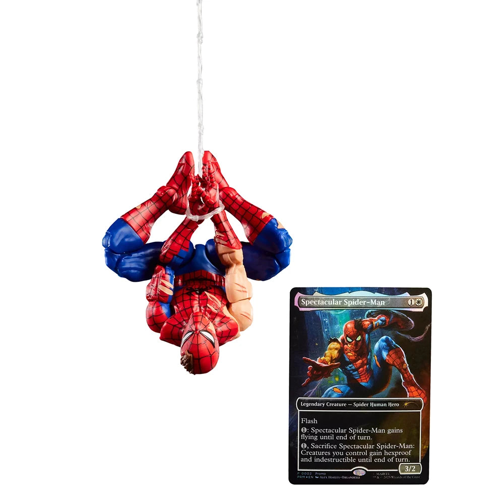 Original Hasbro Marvel Legends Series Magic: The Gathering Battle-Damaged Spider-Man Action Figure Collection Model Toys Gifts