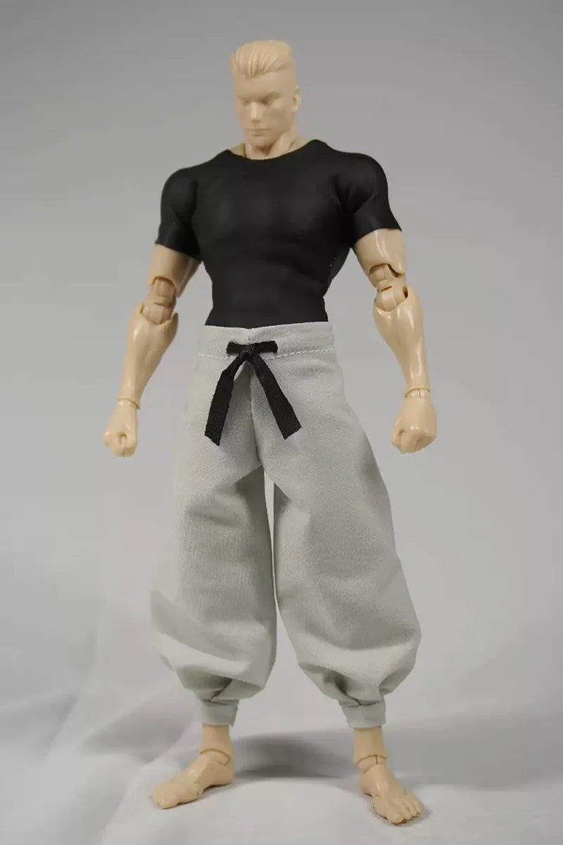 1/12 Scale Fushiguro Toji Cosplay Costume Black Tight T-shirt Grey Pants Suit Halloween Uniform Suit for 6" Action Figure Body