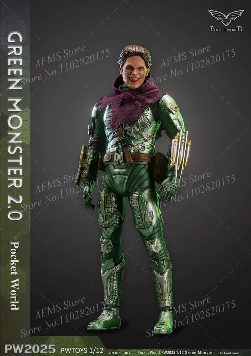 PW2025 1/12 Men Soldier Willem Dafoe Green Monster Villain War Damaged Version Spider-Man No Way Home 6Inch Action Figure