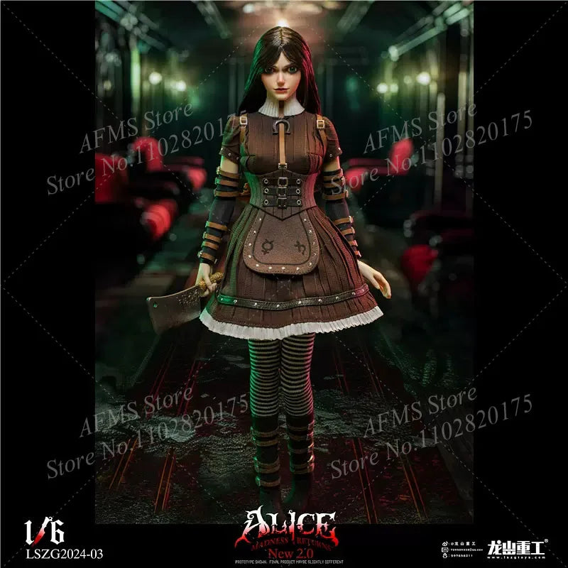 LSZG2024-03 1/6 Scale Collectible Figure Crazy Dark Girl Alice Full Set Dolls 12Inch Women Soldier Action Figure Model Toys