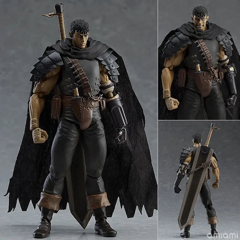 Berserk Guts Black Swordsman Baserk Assembly Ver. Change Face PVC Action Figure Model 17cm