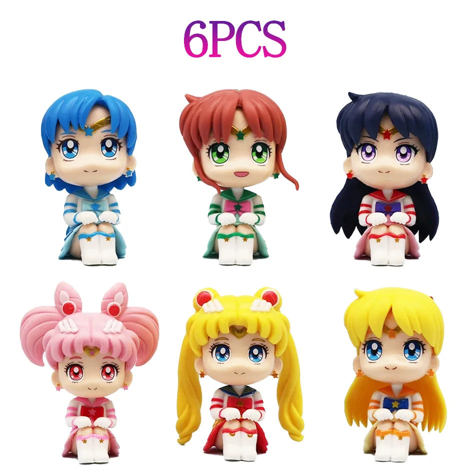 7cm Sailor Moon Anime Figure Tsukino Usagi/Chibiusa/Kino Makoto Action Figure Sailor Mars Jupiter Mercury Venus Figurine Kid Toy