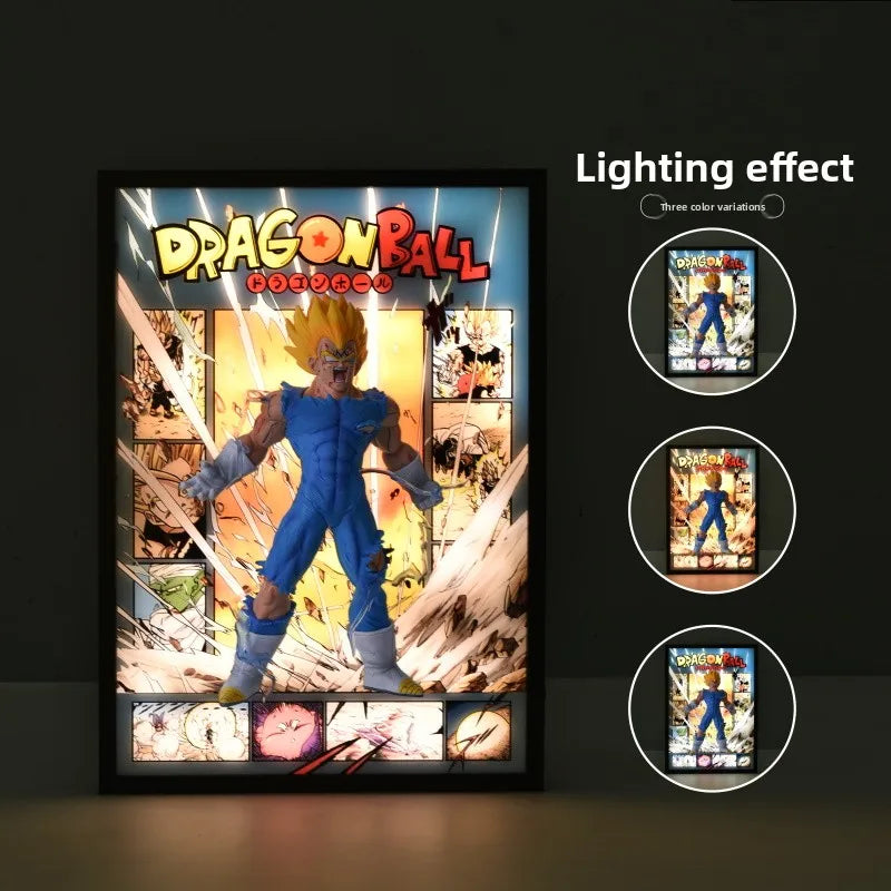 Dragon Ball Action Figures Vegeta 3D Stereo Decor Lamp Painting Goku Poster Anime Figures Creative Stereo Painting Birthday Gift