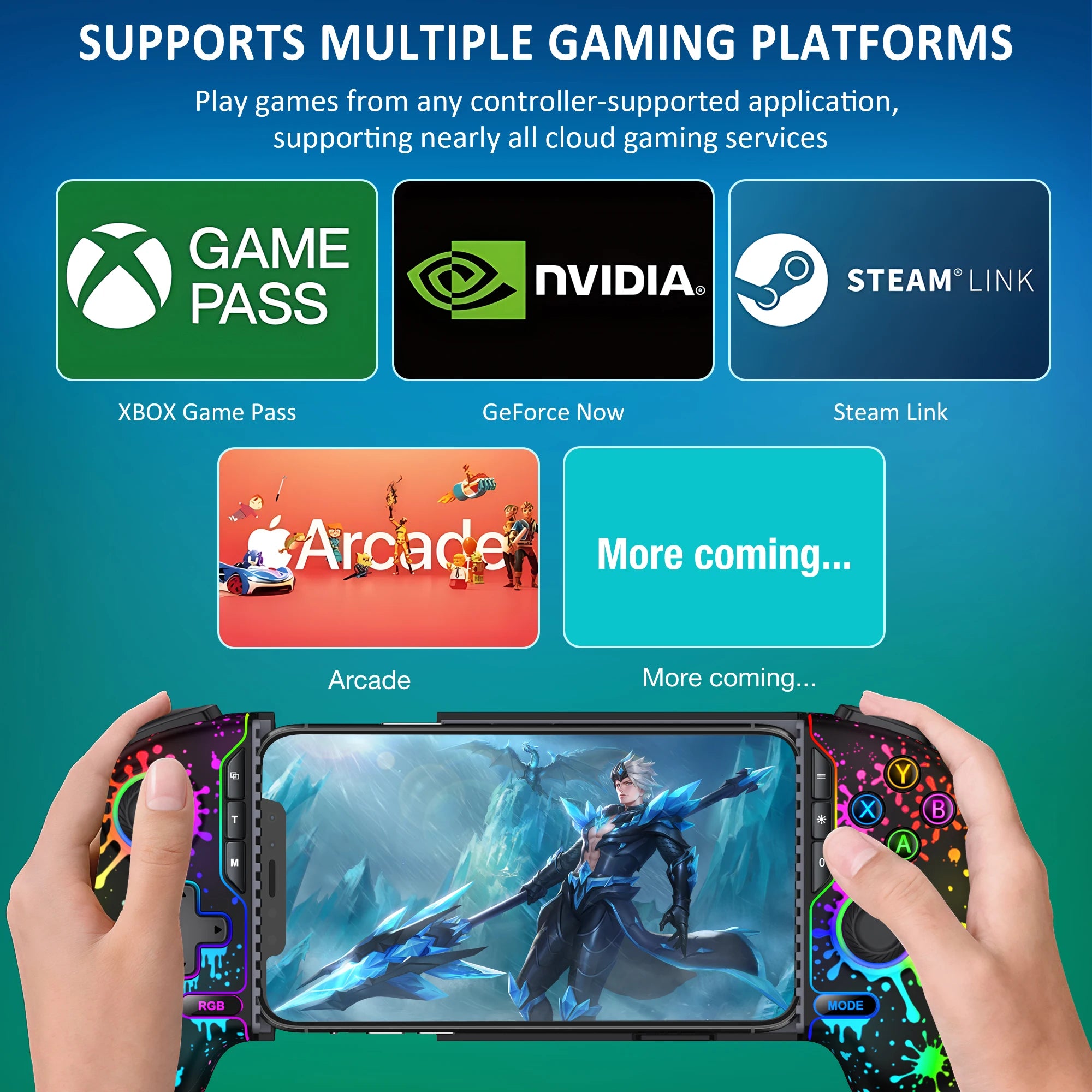 BEBONCOOL MC302 Gamepad Type-C Mobile Phone Controller Hall Effect Stretching Handle Joystick Android Ps Cloud Game Customized