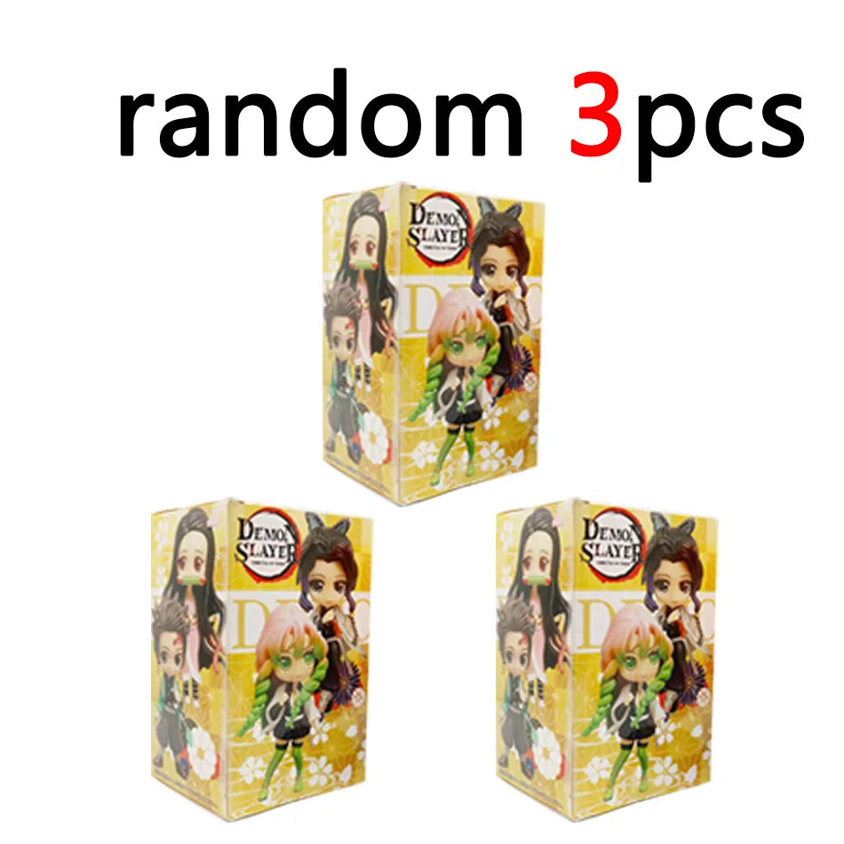 Demon Slayer Q Version Anime Figures 8Pcs Set Tanjiro Nezuko Hashira Collection PVC Model Birthday Christmas Gift for Kids