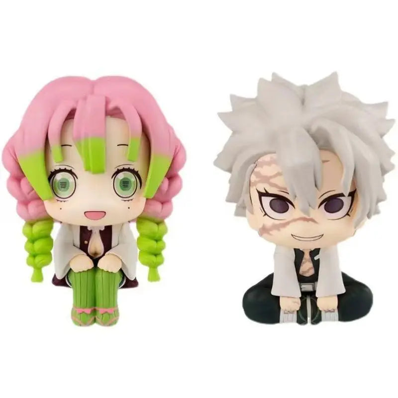 Demon Slayer Anime Q Ver. Action Figure Set - Kanroji Mitsuri Shinazugawa Sanemi Kawaii PVC Collectible Toy Model Gifts